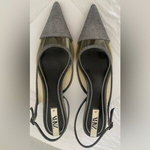 Zara Gray metallic Heels